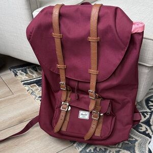Herschel Supply Company Burgundy Backpack with Brown Straps